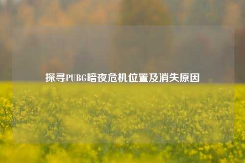探寻PUBG暗夜危机位置及消失原因