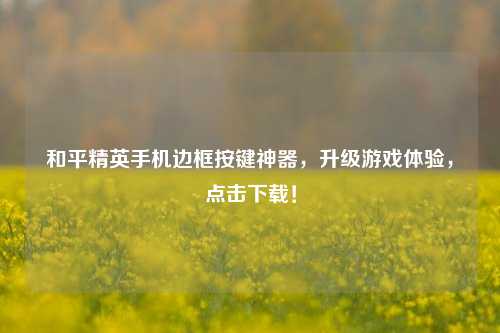 和平精英手机边框按键神器,升级游戏体验,点击下载!