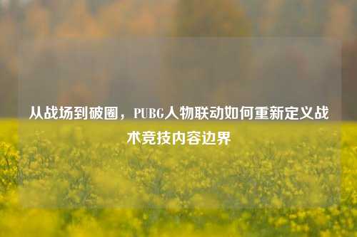 从战场到破圈,PUBG人物联动如何重新定义战术竞技内容边界