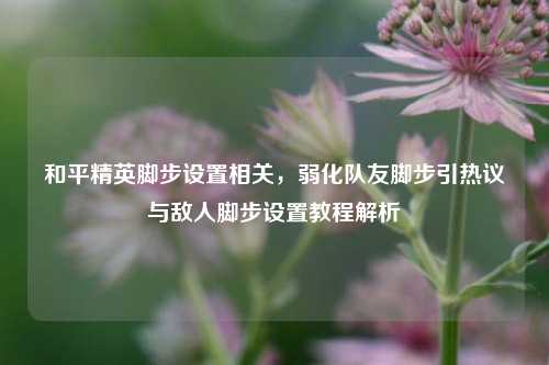 和平精英脚步设置相关，弱化队友脚步引热议与敌人脚步设置教程解析
