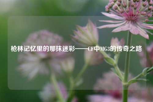 枪林记忆里的那抹迷彩——CF中MG3的传奇之路