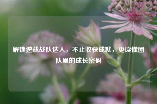 解锁逆战战队达人,不止收获成就,更读懂团队里的成长密码