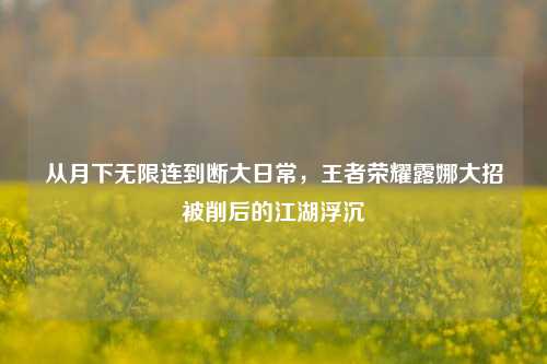 从月下无限连到断大日常,王者荣耀露娜大招被削后的江湖浮沉