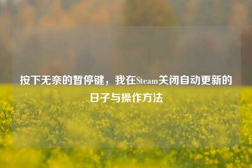 按下无奈的暂停键，我在Steam关闭自动更新的日子与操作方法