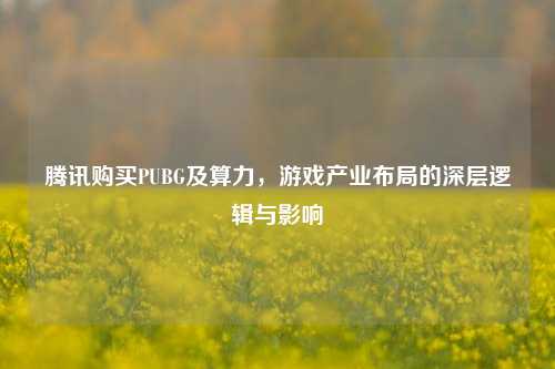 腾讯购买PUBG及算力,游戏产业布局的深层逻辑与影响