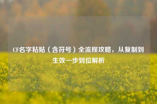 CF名字粘贴(含符号)全流程攻略,从复制到生效一步到位解析