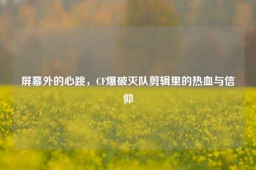 屏幕外的心跳,CF爆破灭队剪辑里的热血与信仰