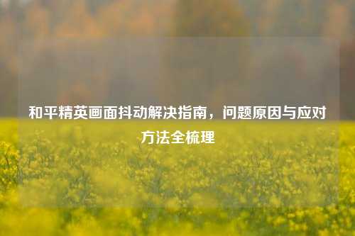 和平精英画面抖动解决指南,问题原因与应对方法全梳理