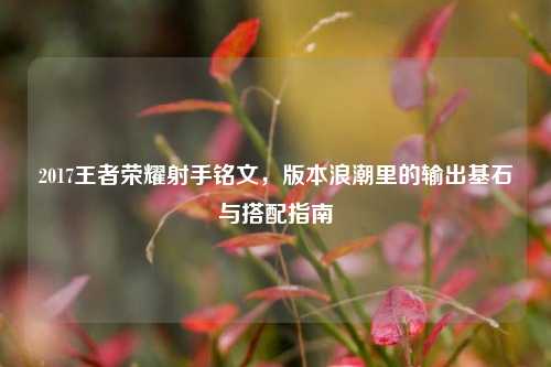 2017王者荣耀射手铭文,版本浪潮里的输出基石与搭配指南