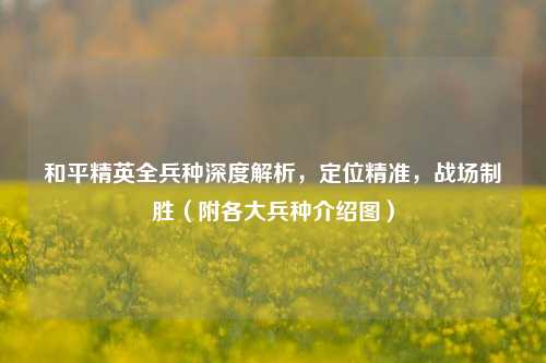 和平精英全兵种深度解析,定位精准,战场制胜(附各大兵种介绍图)