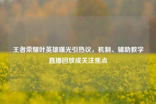 王者荣耀叶英雄曝光引热议,机制、辅助教学直播回放成关注焦点